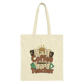 Half Coffee Half Teacher Tote Bag, Teacher Gift Tote, Funny Teacher Tote, Book Coffee Pencil Design Tote Bag, Teacher Appreciation Gift - Tawshia